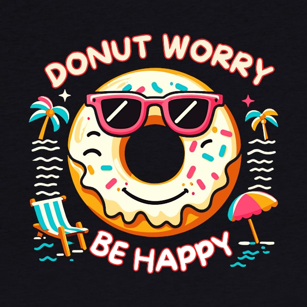 Donut Worry Be Happy Funny Doughnut by PhotoSphere